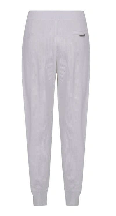 Shop Brunello Cucinelli Ribbed Drawstring Track Pants In White