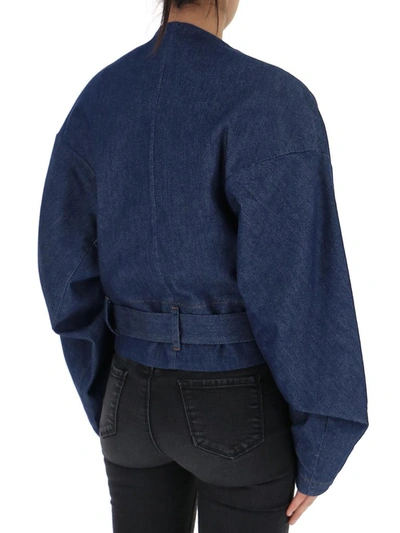 Shop Barena Venezia Barena Tie Belt Wrapped Denim Jacket In Blue