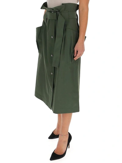 Shop Kenzo High Waisted Utility Skirt In Green