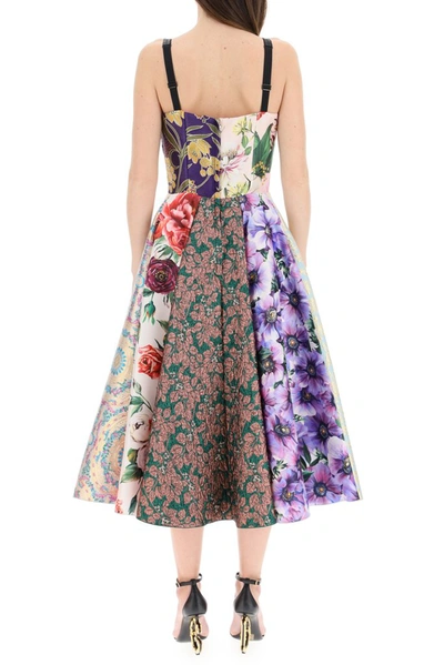 Shop Dolce & Gabbana Patchwork Jacquard Midi Dress In Multi