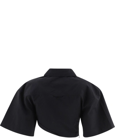 Shop Jacquemus La Chemise Capri Cropped Shirt In Black
