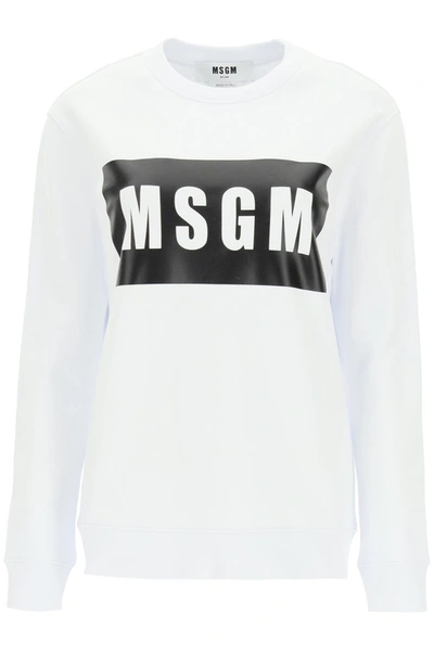 Shop Msgm Logo Box Printed Sweatshirt In White