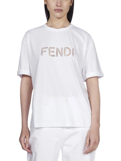 Shop Fendi Logo Cut In White