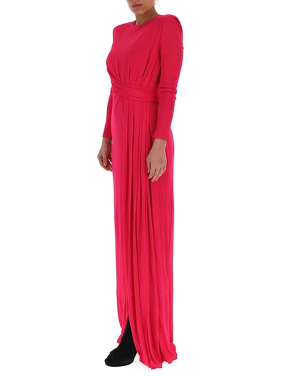 Shop Alexander Mcqueen Draped Maxi Dress In Pink