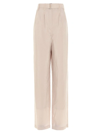 Shop Lemaire Belted Wide Leg Trousers In Pink