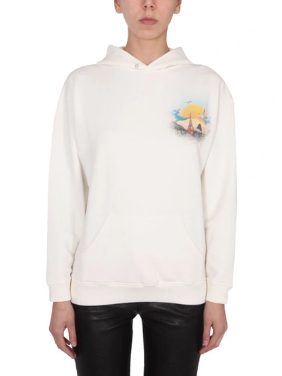 Shop Givenchy Island Graphic Printed Hoodie In White