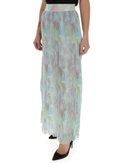 Shop Ganni Pleated Georgette Maxi Skirt In Multi