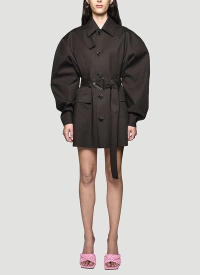 Shop Bottega Veneta Puff Sleeve Coat In Brown