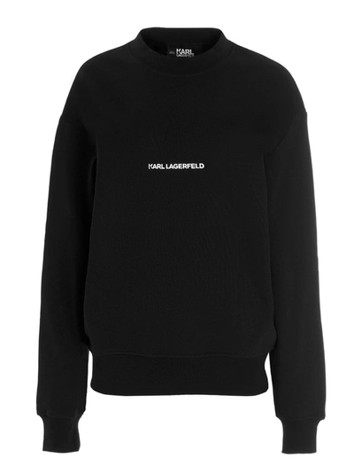 Shop Karl Lagerfeld Logo Print Crewneck Sweatshirt In Black