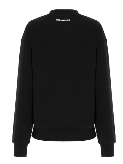 Shop Karl Lagerfeld Logo Print Crewneck Sweatshirt In Black