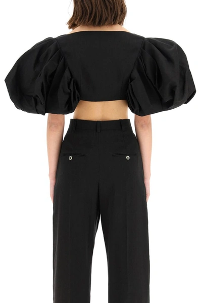 Shop Jacquemus Le Haut Camargue Puff Sleeve Top In Black