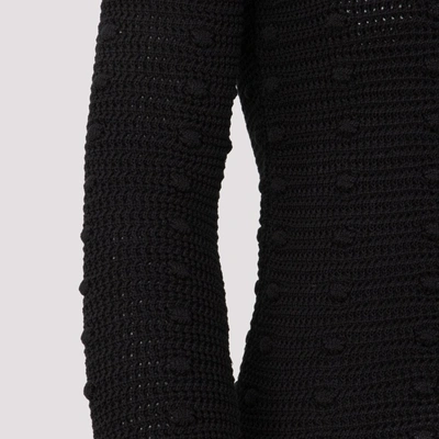 Shop Bottega Veneta Pom Pom Knitted Jumper In Black