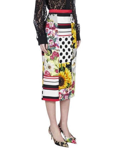 Shop Dolce & Gabbana Patchwork Print Midi Skirt In Multi