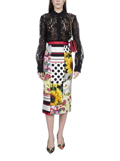 Shop Dolce & Gabbana Patchwork Print Midi Skirt In Multi