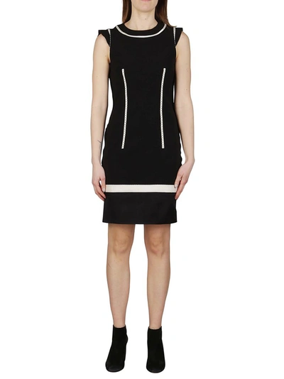 Shop Moschino Contrast Trim Mini Dress In Black