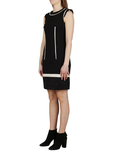 Shop Moschino Contrast Trim Mini Dress In Black