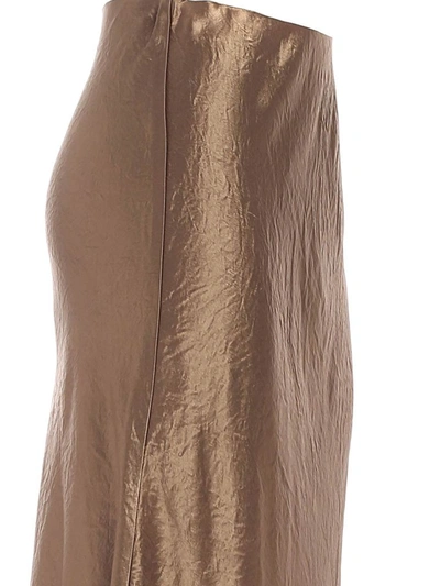 Shop Max Mara Satin Midi Skirt In Brown