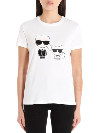 Shop Karl Lagerfeld K/ikonik Karl & Choupette T In White
