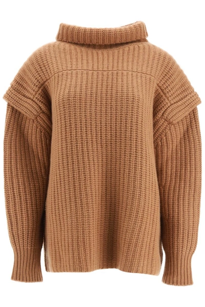 Shop Loulou Studio Parata Stand Collar Knit Sweater In Brown