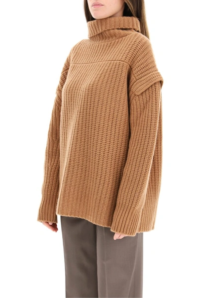 Shop Loulou Studio Parata Stand Collar Knit Sweater In Brown