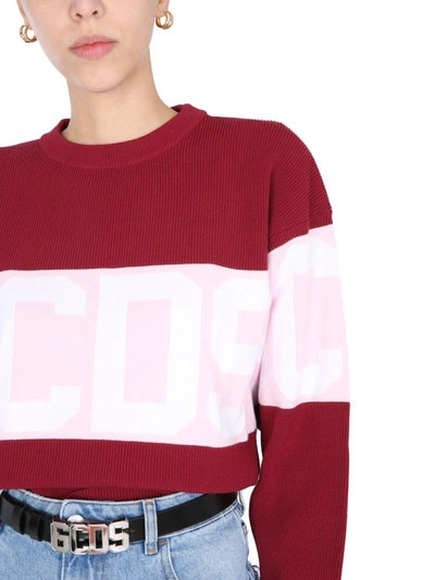Shop Gcds Logo Band Knit Jumper In Red