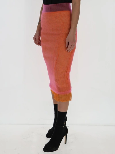 Shop Max Mara Layered Midi Skirt In Orange