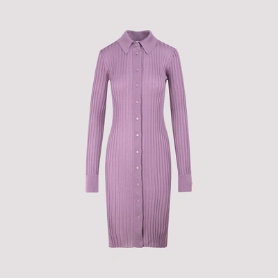 Shop Bottega Veneta Knitted Polo Dress In Purple