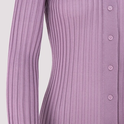 Shop Bottega Veneta Knitted Polo Dress In Purple