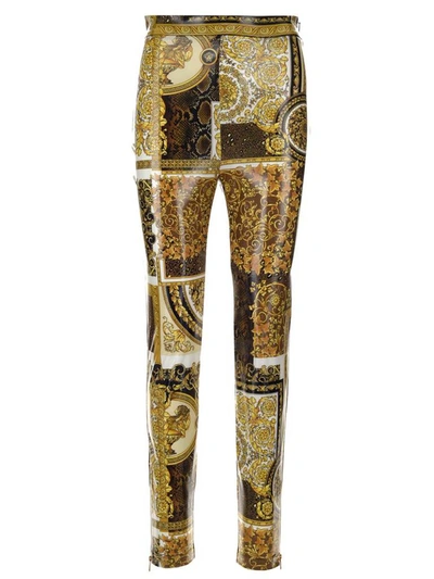 Shop Versace Barocco Print Skinny Leg Pants In Multi