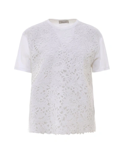 Shop Valentino Blossom Macramé Panelled T In White