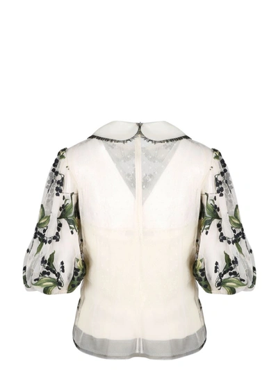 Shop Red Valentino Redvalentino May Lily Embroidered Tulle Blouse In Multi