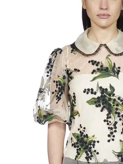 Shop Red Valentino Redvalentino May Lily Embroidered Tulle Blouse In Multi