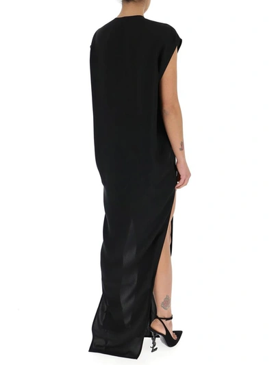 Shop Rick Owens Plunge Neck Maxi Dress In Black