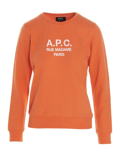 Shop Apc A.p.c. Tina Logo Sweatshirt In Orange