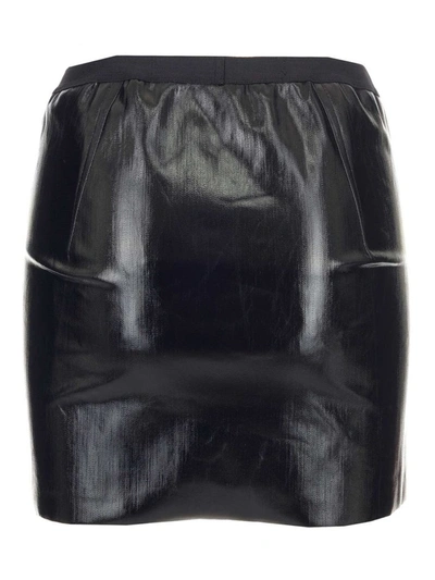 Shop Rick Owens Front Slits Mini Skirt In Black