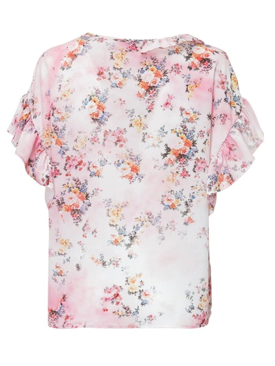 Shop Msgm Floral Printed Ruffle Sleeve Blouse In Multi