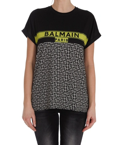 Shop Balmain Monogram Logo Printed T In Multi