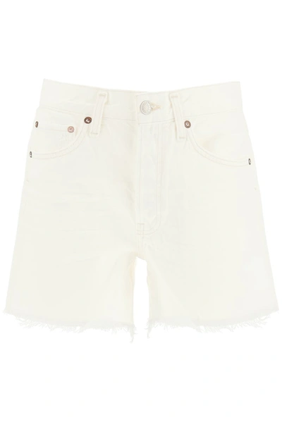 Shop Agolde Parker Denim Shorts In White