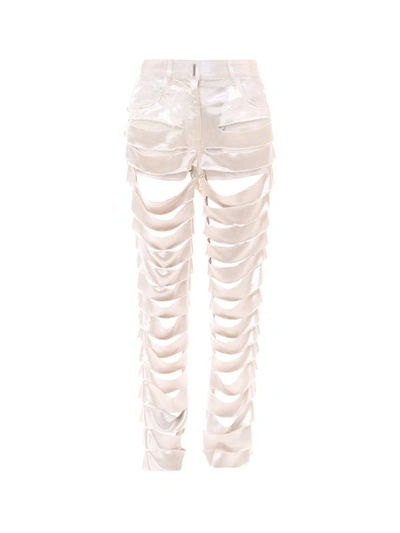 Shop Givenchy Ribbed Satin Pants In White