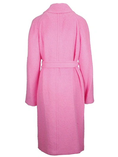 Shop Helmut Lang Belted Coat In Pink