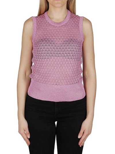 Shop Dolce & Gabbana Crochet Knit Top In Pink