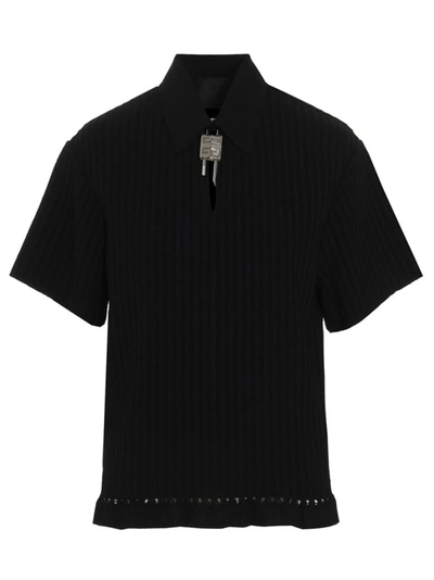 Shop Givenchy Padlock Detail Polo Shirt In Black