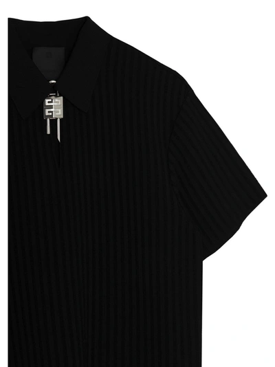 Shop Givenchy Padlock Detail Polo Shirt In Black