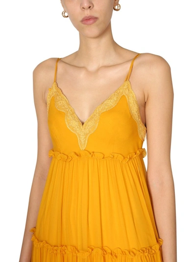 Shop Alberta Ferretti Chiffon Slip Dress In Orange