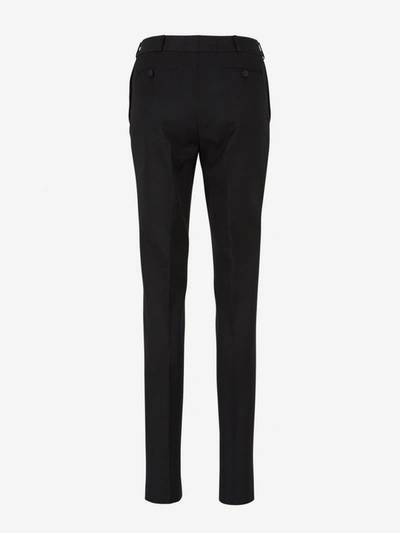 Shop Saint Laurent Satin Strip Trousers In Black