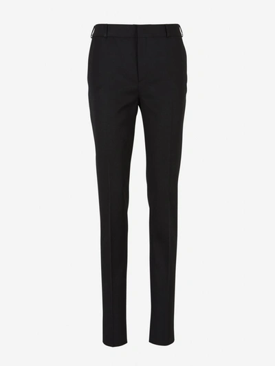 Shop Saint Laurent Satin Strip Trousers In Black