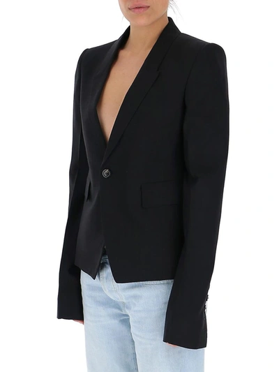 Shop Rick Owens Single Breasted Blazer In Black