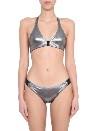 Shop Rick Owens Phlegethon Bikini Bottom In Silver