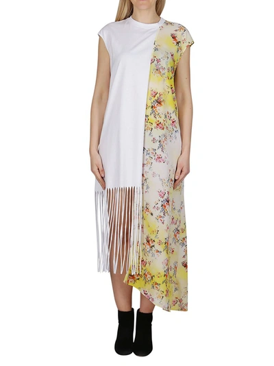 Shop Msgm Contrast Floral Printed Panel Dress In Multi