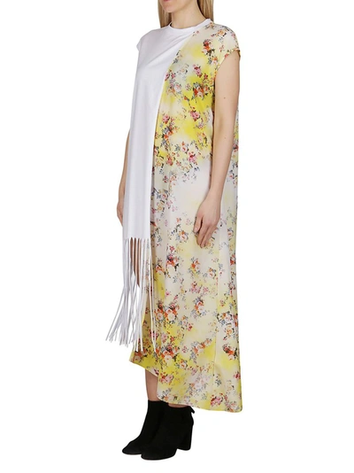 Shop Msgm Contrast Floral Printed Panel Dress In Multi
